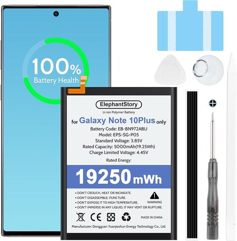 بطارية بديلة ElephantStory لهاتف Samsung Galaxy Note 10 Plus | EB-BN972ABU، بطارية بديلة عالية السعة، متوافقة مع Galaxy Note 10 Plus N970 N970V N970A، تتضمن مجموعة إصلاح in Kuwait