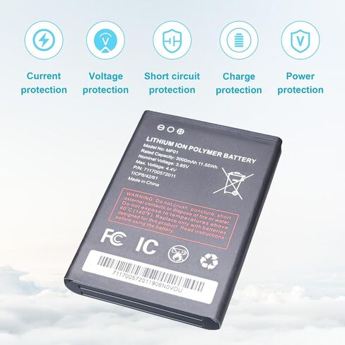 MF01 Lithium ion Polymer Battery - Replacement Model MF01 Battery | MF01 for AT&T Turbo Hotspot 2 (CT2MH507) High Capacity Lithium ion Polymer 3000mAh in Kuwait