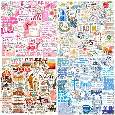Bible Verse Stickers 200 Pcs Christian Scripture Sticker Pack, Waterproof Vinyl Stickers for Water Bottles Devotion Notebook Scrapbooking Prayer Journal Planner Laptop Kindle Tablet Bible Workbook etc in Kuwait