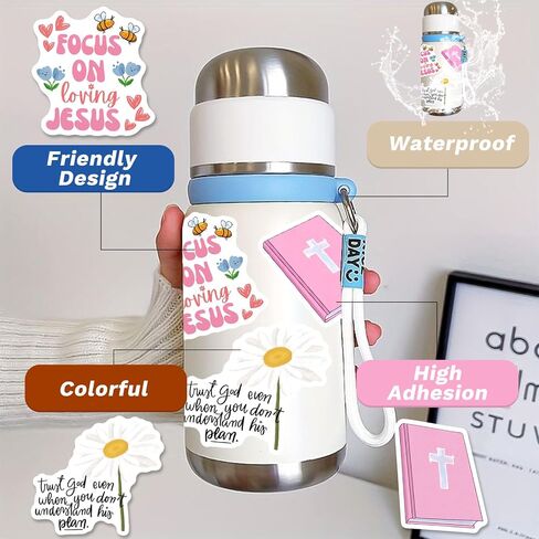 Bible Verse Stickers 200 Pcs Christian Scripture Sticker Pack, Waterproof Vinyl Stickers for Water Bottles Devotion Notebook Scrapbooking Prayer Journal Planner Laptop Kindle Tablet Bible Workbook etc in Kuwait