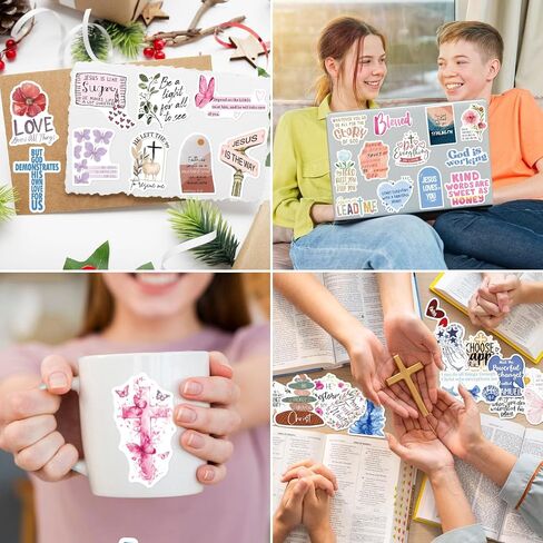 Bible Verse Stickers 200 Pcs Christian Scripture Sticker Pack, Waterproof Vinyl Stickers for Water Bottles Devotion Notebook Scrapbooking Prayer Journal Planner Laptop Kindle Tablet Bible Workbook etc in Kuwait