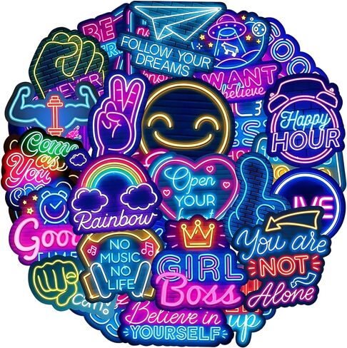 100 Pcs Motivational Stickers, Neon Inspirational Positive Affirmation Sticker Pack for Kids, Teens, Adults, Students, Waterproof Vinyl Stickers for Water Bottles, Scrapbook, Journal, Laptop, etc in Kuwait