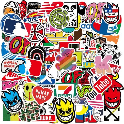 Cool Brand Skateboard Stickers Pack 100PCS Waterproof Skate Stickers for Water Bottle Laptop Luggage Motorcycle, Skateboarding Stickers Decals for Teens Boys Adults in Kuwait