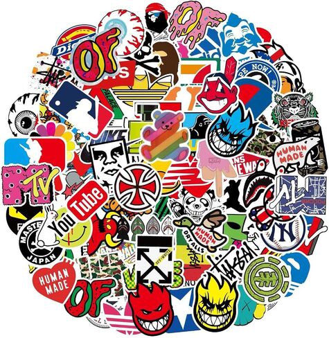 Cool Brand Skateboard Stickers Pack 100PCS Waterproof Skate Stickers for Water Bottle Laptop Luggage Motorcycle, Skateboarding Stickers Decals for Teens Boys Adults in Kuwait