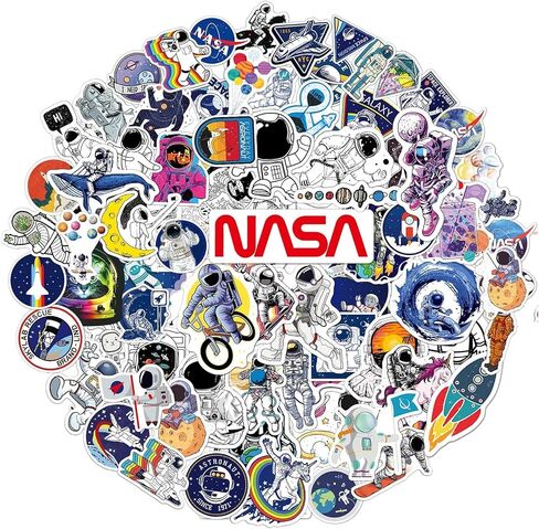 100pcs Space Stickers Pack for Water Bottles, NASA Logo Astronaut Vinyl Sticker for Hydroflask Helmet Laptop Skateboard, Waterproof Decals Gifts for Kids Teens Boys Adults in Saudi Arabia