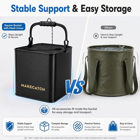 Camping Shower Kit with Pump and Separate 1500W Immersion Heater | 6000mAh IPX8 Pump, 5-Gallon Square Foldable Bucket and 4-Mode Shower Head for Camping, RV, Pet Washing and Beach Rinsing in Saudi Arabia