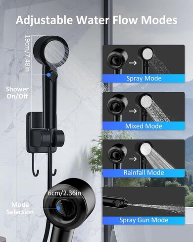 Spopal Portable Camping Shower Pump, 8000mAh Rechargeable with Night Light | LED Display Temp & Power, 5 Adjustable Speeds, 4 Spray Modes, Night Light Modes for Hiking, Travel, Car, Pet in Saudi Arabia