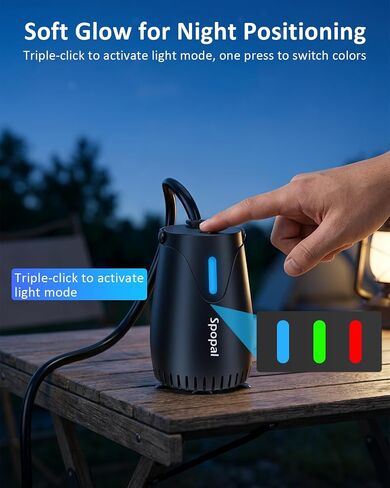 Spopal Portable Camping Shower Pump, 8000mAh Rechargeable with Night Light | LED Display Temp & Power, 5 Adjustable Speeds, 4 Spray Modes, Night Light Modes for Hiking, Travel, Car, Pet in Saudi Arabia