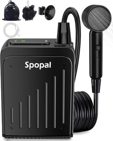 Spopal Portable Shower for Camping, IPX8 Waterproof, Outdoor Camp Pump | [Long-Lasting] 5000mAh Rechargeable Camping Shower, 4 Spray Modes, for Hiking, Travel, Car, Pet in Saudi Arabia
