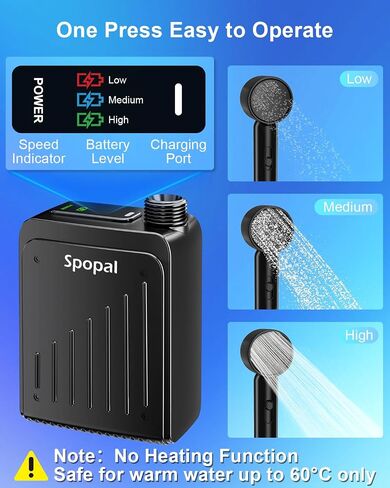 Spopal Portable Shower for Camping, IPX8 Waterproof, Outdoor Camp Pump | [Long-Lasting] 5000mAh Rechargeable Camping Shower, 4 Spray Modes, for Hiking, Travel, Car, Pet in Saudi Arabia