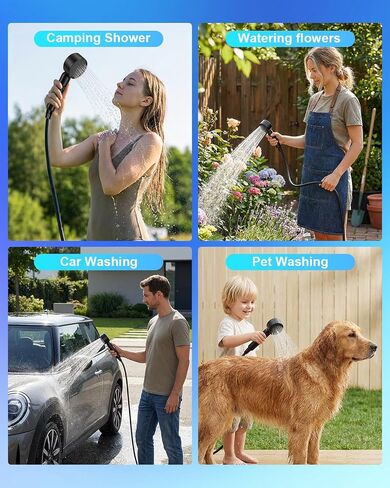 Spopal Portable Shower for Camping, IPX8 Waterproof, Outdoor Camp Pump | [Long-Lasting] 5000mAh Rechargeable Camping Shower, 4 Spray Modes, for Hiking, Travel, Car, Pet in Saudi Arabia