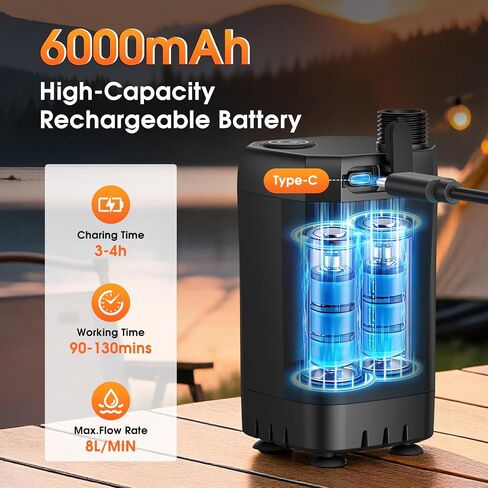 CRESTWAVE Camping Shower with Heater, 6000mAh Rechargeable Portable Shower | 2000W Auto-Off Heater, 4 Spray Modes, 20L Foldable Bucket, Intelligent LED Display, Outdoor Shower for Camping, Pet, Travel in Saudi Arabia