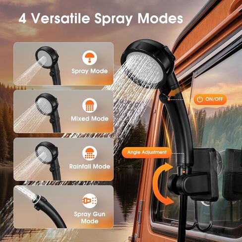 CRESTWAVE Camping Shower with Heater, 6000mAh Rechargeable Portable Shower | 2000W Auto-Off Heater, 4 Spray Modes, 20L Foldable Bucket, Intelligent LED Display, Outdoor Shower for Camping, Pet, Travel in Saudi Arabia