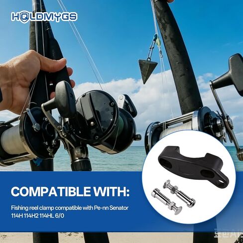 33C-114H2 Rod Mount Clamp with Hardwares,1Set | Fit for Pe-nn Senator 114H 114H2 114HL 6/0 Conventional Saltwater Reels,Solid Corrosion Resistant Construction in Saudi Arabia