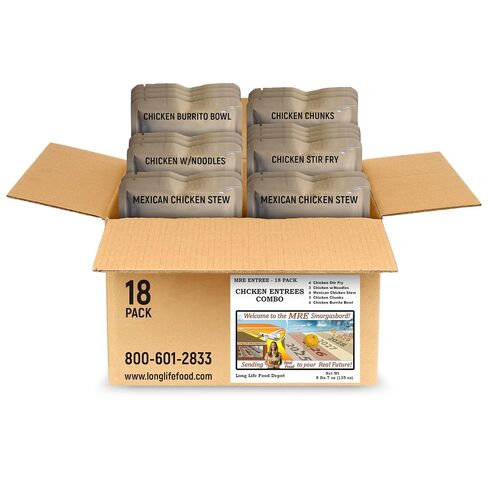 MRE Chicken Entrees Combo (18-Pack), Main Courses Only (Not Full Meals) | Long Shelf Life, 2024+ Production Dates, Meals Ready to Eat - Combo A in Saudi Arabia