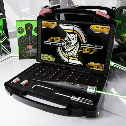 Professional Bore Sight Laser Kit: Green Boresighter with 50 Adapters for All Caliber Gun - Easy Sighting for Pistol and Rifle Sighter Perfect Choice for Elite Shooter in Saudi Arabia