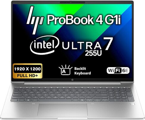 HP ProBook 4 G1i 16" FHD+ AI Business Laptop, Intel Core Ultra 7 255U, Oemgenuine Customized Computer, 16GB / 32GB / 64GB RAM, 256GB, 512GB / 1TB SSD, WiFi 6E, Backlit Keyboard, FHD Webcam, Win 11 Pro in Kuwait