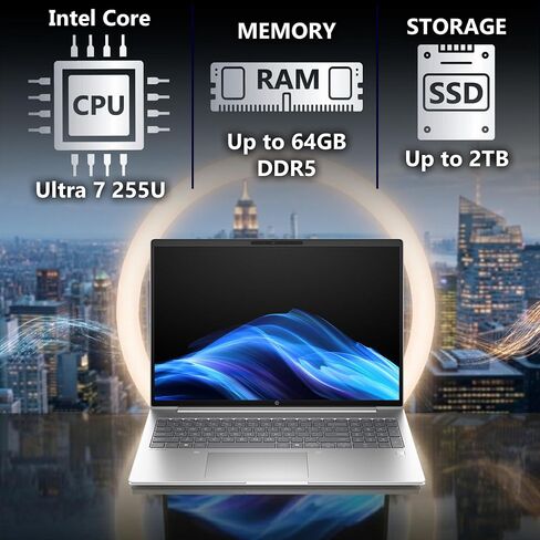 HP ProBook 4 G1i 16" FHD+ AI Business Laptop, Intel Core Ultra 7 255U, Oemgenuine Customized Computer, 16GB / 32GB / 64GB RAM, 256GB, 512GB / 1TB SSD, WiFi 6E, Backlit Keyboard, FHD Webcam, Win 11 Pro in Kuwait