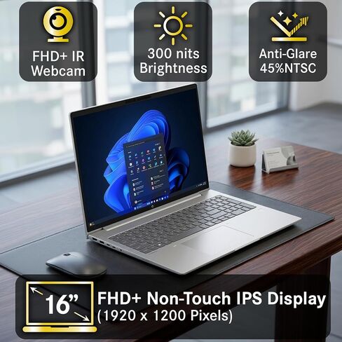 HP ProBook 4 G1i 16" FHD+ AI Business Laptop, Intel Core Ultra 7 255U, Oemgenuine Customized Computer, 16GB / 32GB / 64GB RAM, 256GB, 512GB / 1TB SSD, WiFi 6E, Backlit Keyboard, FHD Webcam, Win 11 Pro in Kuwait