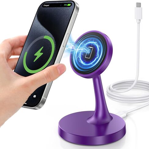 Magnetic Wireless Charger iPhone Stand 15W Fast Mag-Safe Charger for iPhone 17/17 Pro/17 Air/17 Pro Max 16/15/14/13/12 Series Apple Magnet Wireless Charging Station/Pad for AirPods in Saudi Arabia