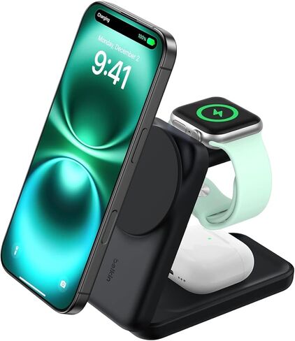 محطة شحن سريعة بيلكين Qi2.2 25 وات لاسلكية 3 في 1 لهاتف iPhone | شحن سريع، متوافق مع MagSafe، iPhone 17/16/15، Apple Watch، AirPods، شاحن سفر، مغناطيسي in Kuwait