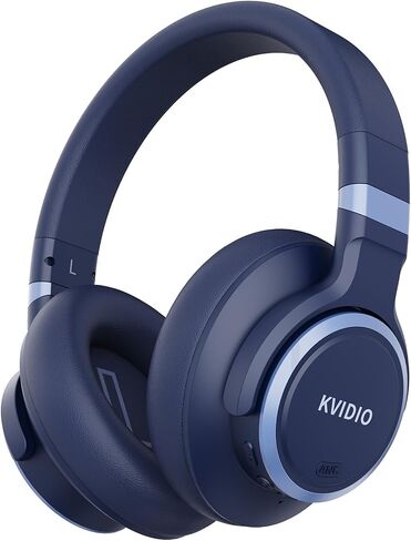 KVIDIO Hybrid Active Noise Cancelling Headphones Over Ear | Bluetooth Wireless ANC 70H Playtime, Transparency Mode, Microphone, Deep Bass, HiFi Stereo Sound for Home, Travel, Office in Kuwait