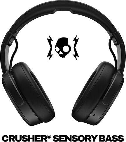 Skullcandy Crusher Wireless Multi-Sensory Bass Bluetooth Headphones - Black | Patented Crusher Bass Technology, Noise Isolating Over-Ear Fit, 50 Hours Battery, Microphone for iPhone Android in Kuwait