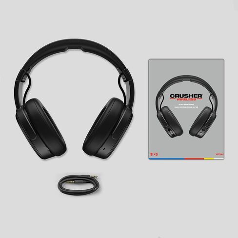 Skullcandy Crusher Wireless Multi-Sensory Bass Bluetooth Headphones - Black | Patented Crusher Bass Technology, Noise Isolating Over-Ear Fit, 50 Hours Battery, Microphone for iPhone Android in Kuwait