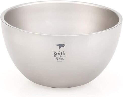 Keith Titanium Double-Wall Insulated Bowl, 850ml (29oz), Ultralight Titanium Bowl for Camping, Backpacking, Outdoor & Travel, Plastic-Free in Saudi Arabia