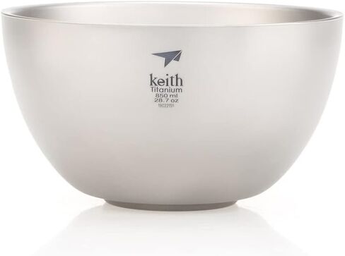Keith Titanium Double-Wall Insulated Bowl, 850ml (29oz), Ultralight Titanium Bowl for Camping, Backpacking, Outdoor & Travel, Plastic-Free in Saudi Arabia