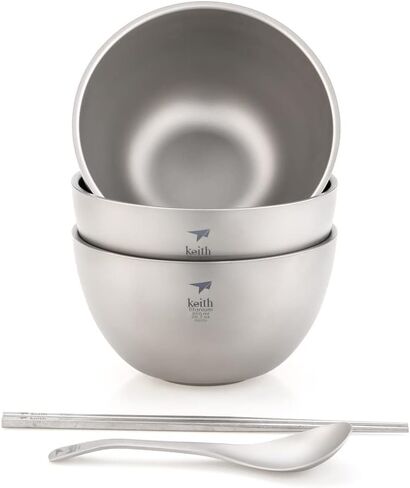 Keith Titanium Double-Wall Insulated Bowl, 850ml (29oz), Ultralight Titanium Bowl for Camping, Backpacking, Outdoor & Travel, Plastic-Free in Saudi Arabia