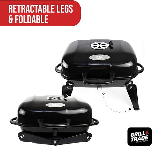 شواية فحم محمولة من Grill Trade - شواية شواء صغيرة - شواية فحم صغيرة على سطح الطاولة للتخييم، والطبخ في الهواء الطلق - شواية تخييم قابلة للطي للنزهات، والشواء في الفناء الخلفي in Kuwait