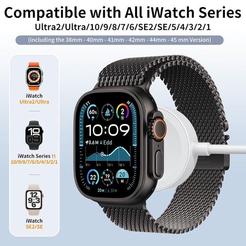 EGK 20W USB-C Magnetic Charger for Apple Watch (MFi), Wireless Charging Cable for All iWatch Series (2 m) in Saudi Arabia