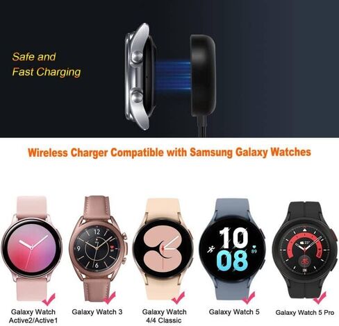 Compatible with Samsung Galaxy Watch 6/6 Classic/ 5/5 Pro/4/4 Classic/3/Active 2/Active,1-Pack Replacement USB Wireless Charging Cable Dock Stand for Galaxy Watch Accessories in Saudi Arabia