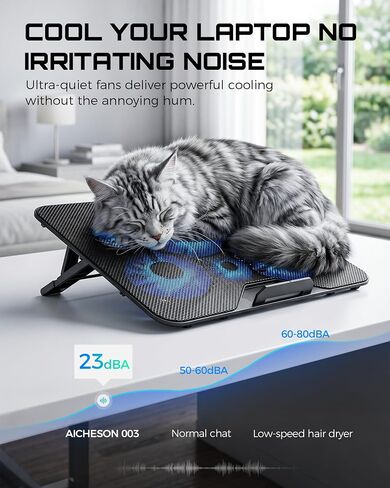 Laptop Cooling Pad for 12-17.3 Inch Laptops, Slim Stand with 6 Quiet Fans | 7 Adjustable Heights, 2 USB Ports, Portable Cooling Mat for Office & Home in Saudi Arabia