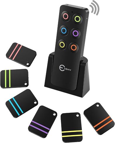 Esky Key Finder Locator with 85dB Noise Sound 6 Receivers Item Finder | Stick-on TV Remote Control Finder, Wallet Tracker Key Finders for Finding Keys,Phone, Glasses, Pet Remote Gift Idea in Saudi Arabia