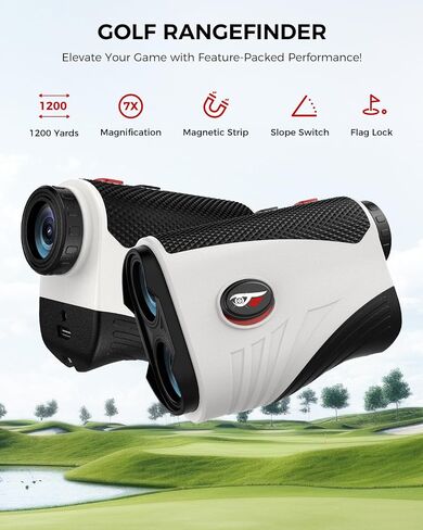 Golf Rangefinder with Slope - 1200 Yards Laser Range Finder with Flag Pole Locking Vibration, 7X Magnification rangefinder with Magnet Stripe in Kuwait