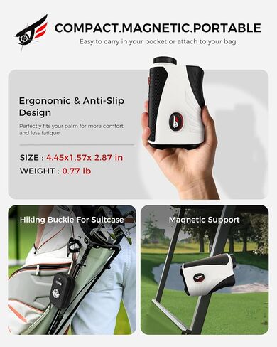 Golf Rangefinder with Slope - 1200 Yards Laser Range Finder with Flag Pole Locking Vibration, 7X Magnification rangefinder with Magnet Stripe in Kuwait