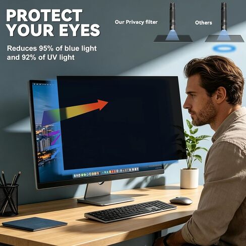 [2 Pack] 19 Inch Computer Monitor Privacy Screen, Anti Glare Filter | 19 Inch 16:10 Privacy Screen Protector With Anti-Glare Filter, Blue Light Filtering For Computer Monitors. in Saudi Arabia