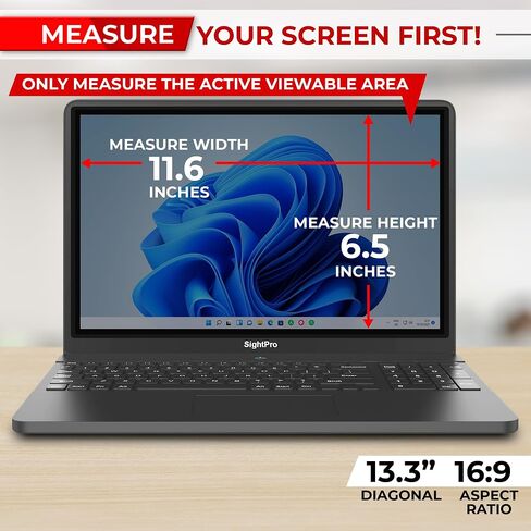 SightPro 13.3 Inch 16:9 Laptop Privacy Screen Filter - Computer Monitor Privacy Shield and Protector - High Clarity in Saudi Arabia