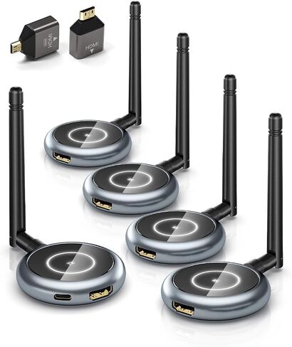 AIMIBO 5.8G Wireless HDMI Transmitter and 3 Receivers, 4K Decode 1080P@60Hz | 656FT Long Distance Sync Video & Audio, Plug & Play HDMI Wireless Extender, Ideal Multi TV Display for Laptop, Camera, TV box in Saudi Arabia
