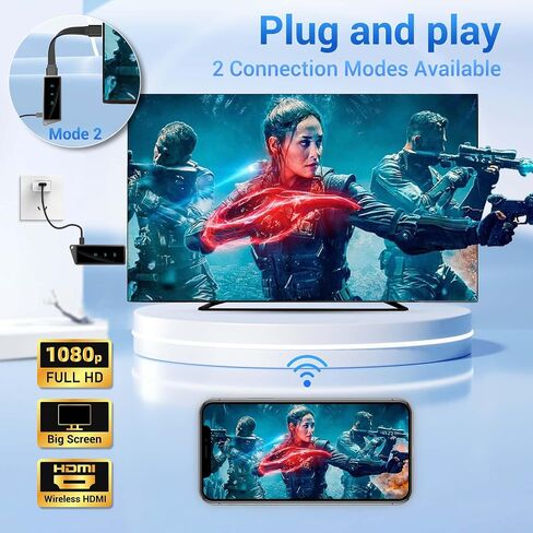 2026 Wireless HDMI Display Dongle Adapter, HDMI Bluetooth Adapter for Streaming Media Video/Audio Wireless Extender from Smartphone,Laptop to HDTV/Projector/Monitor, Support Airplay DLNA Miracast in Saudi Arabia