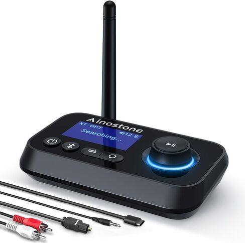 Bluetooth Transmitter Receiver 3-in-1 Bluetooth 5.3 Audio Adapter for 2 Headphones with Bypass Volume Control ON/Off Switch LCD Display 3.5mm Aux/Optical/RCA for Home Stereo TV Speaker PC in Saudi Arabia