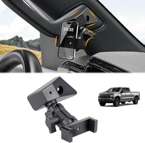 FUNY Dashboard Left Side Phone Holder Mount Compatible with 2023 2024 2025 2026 Chevy Silverado & Gmc Sierra 1500, Anti-Shake Stabilizer Custom Adjustable Cell Phone Holder, Aluminum Alloy in Kuwait