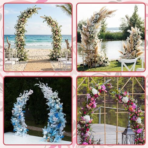 Gold Wedding Flower Arch Stand – 2-Pack Curved Half Arch Backdrop Frames (6.6 ft & 7.9 ft) for Ceremony, Proposal, Bridal Shower, Garden Party – Metal Event Frame for Floral & Balloon Decorations in Saudi Arabia
