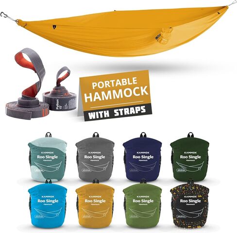 Single Hammock for Outdoor Adventures - Lightweight Camping Hammock Made from Recycled, Ultra-Strong Fabric for Lasting Comfort - Includes Python 10' Hammock Straps for Fast, Knotless Setup Anywhere in Saudi Arabia