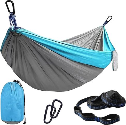 Camping Hammocks Single Portable Lightweight Parachute Gear for Outside | Camping Gear Hammock Nylon Hiking amacas Beach Backpack Survival patio Travel- Up to 400lbs with Tree Straps in Kuwait