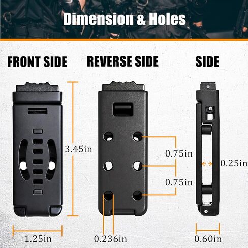 4-Pack Knife Belt Clip Holster Tactical Belt Buckle Kydex Belt Clip Universal Utility EDC Clip Camping Mag Pouches Sheath Tool with Hardware, Knife Clip Black in Kuwait