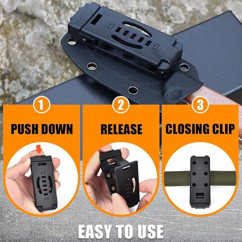4-Pack Knife Belt Clip Holster Tactical Belt Buckle Kydex Belt Clip Universal Utility EDC Clip Camping Mag Pouches Sheath Tool with Hardware, Knife Clip Black in Kuwait