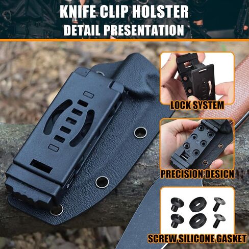 4-Pack Knife Belt Clip Holster Tactical Belt Buckle Kydex Belt Clip Universal Utility EDC Clip Camping Mag Pouches Sheath Tool with Hardware, Knife Clip Black in Kuwait